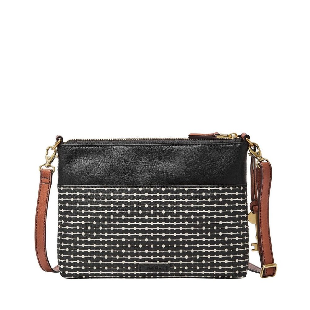 Fossil Fiona Small Crossbody Bag in Black/White